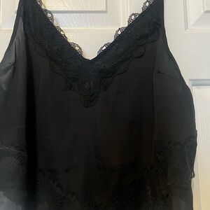 Free People Black Lace Shoulder Top